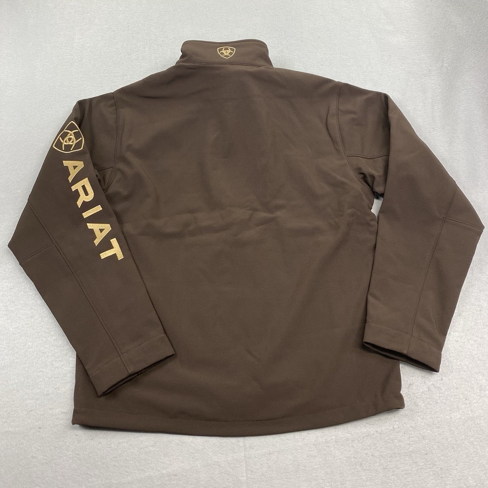 Ariat Logo Softshell Jacket Mens Medium Brown Full Zip Conceal Carry Wind Resist - Picture 13 of 15